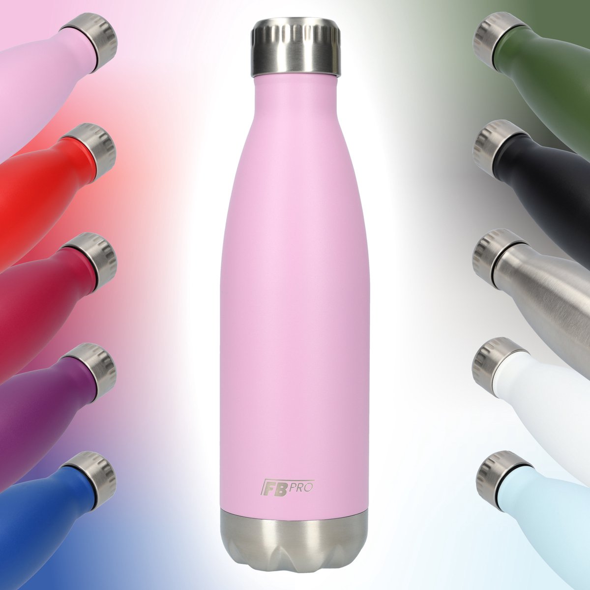 RVS Thermosfles - Waterfles - Drinkfles - Thermoskan - Isoleerkan - Modern design - Compact formaat - Ideaal voor warm en koud weer - Dubbelwandig - 500ML - Licht Roze - Purple Pink
