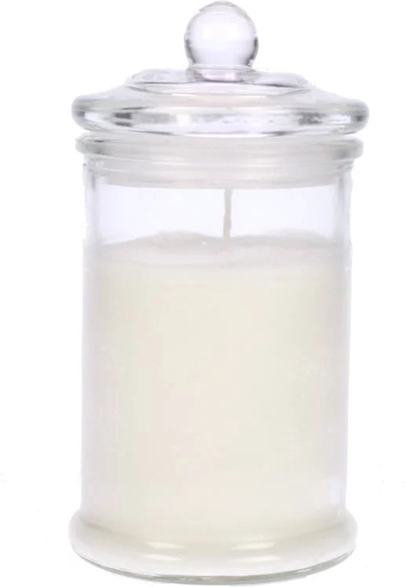 Glazen pot met kaars (Rose) Ø8xH14,6cm