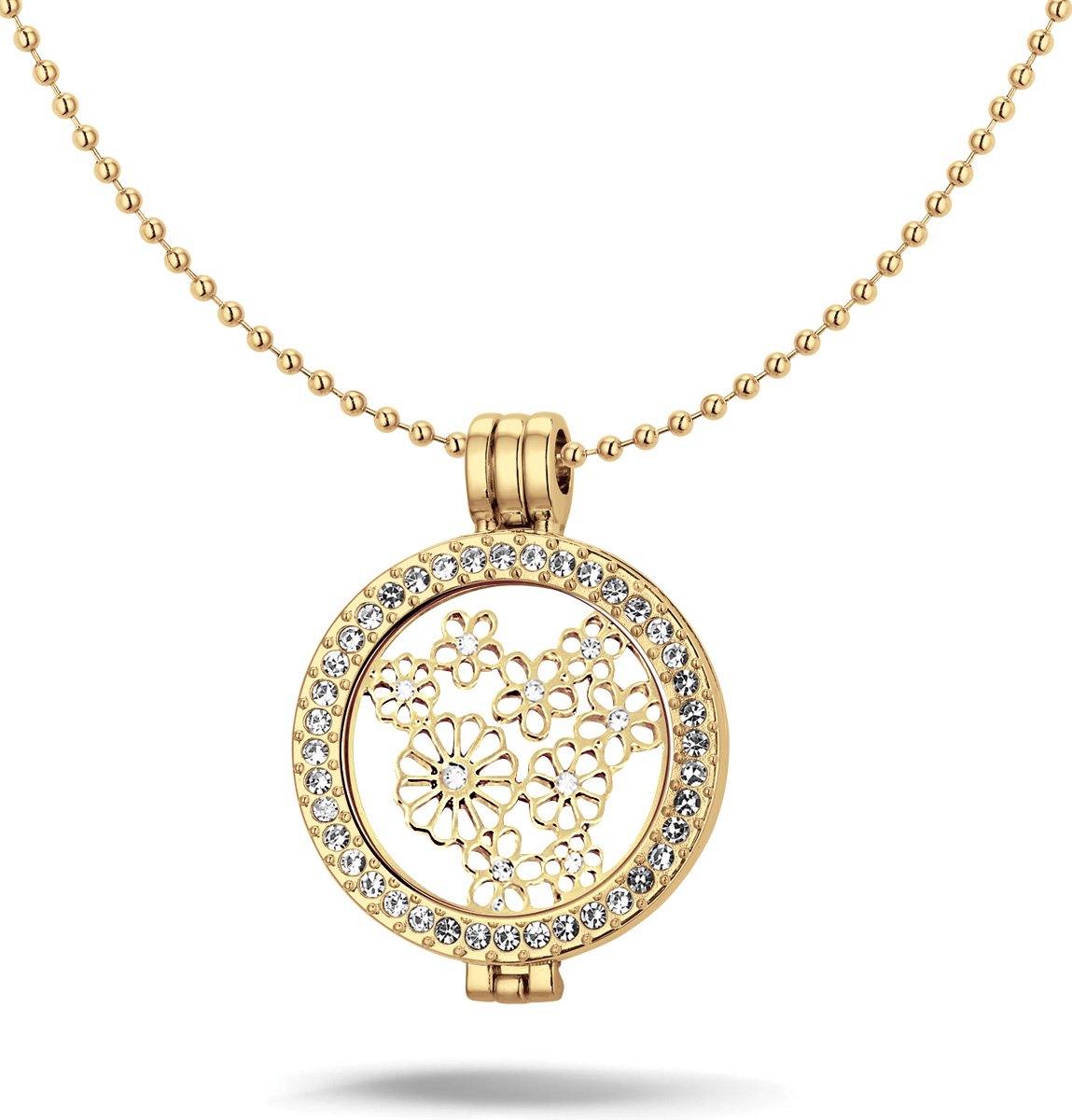 Montebello Ketting Alisa GZ - 316L Staal - Bloem - ∅35mm - Coin - 3-delig - 80cm