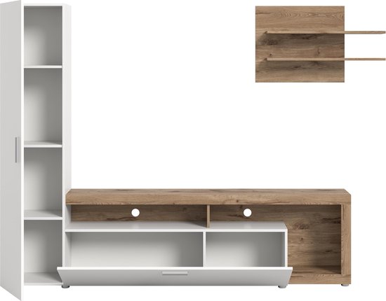SONGMICS LPC442M01 Opbergkast voor 16 blokjes, modulaire organizer, kunststof rek, kastverdeler, schoenenopslag, voor slaapkamer, kantoor, 31 x 153 x 153 cm, crèmewit