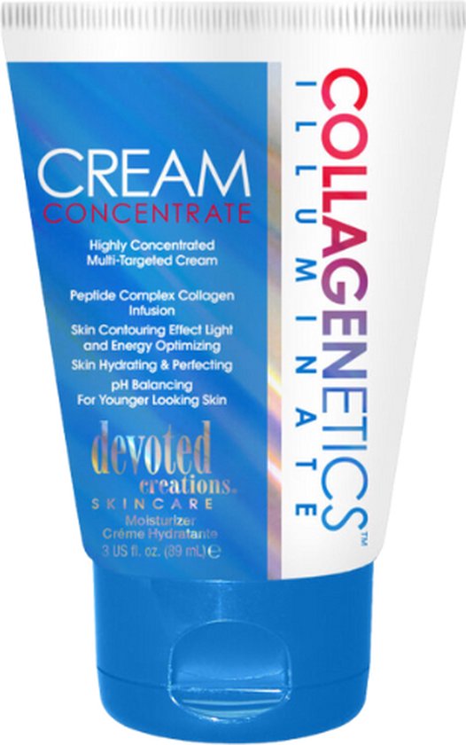 Collagenetics Illuminate Cream Concentrate, une crème hautement concentrée avec infusion de collagène complexe peptidique.
