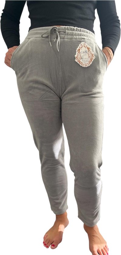 Grijs - Dames - Joggingbroek Maat - 38-40 - Lekker warme huisbroek - Fleece - Teddy - Thermo - Pyjama