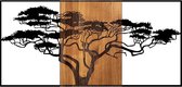 Asir - Accessoire décoratif mural en bois - Zwart & Noyer - 147 x 3 x 70 cm
