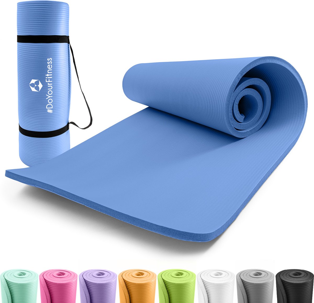 #DoYourFitness - dikke fitness mat perfect voor pilates, aerobics, yoga - »Yamuna« - non-slip, duurzaam, huidvriendelijk, slijtvast - 183 x 61 x 1,5 cm - blauw