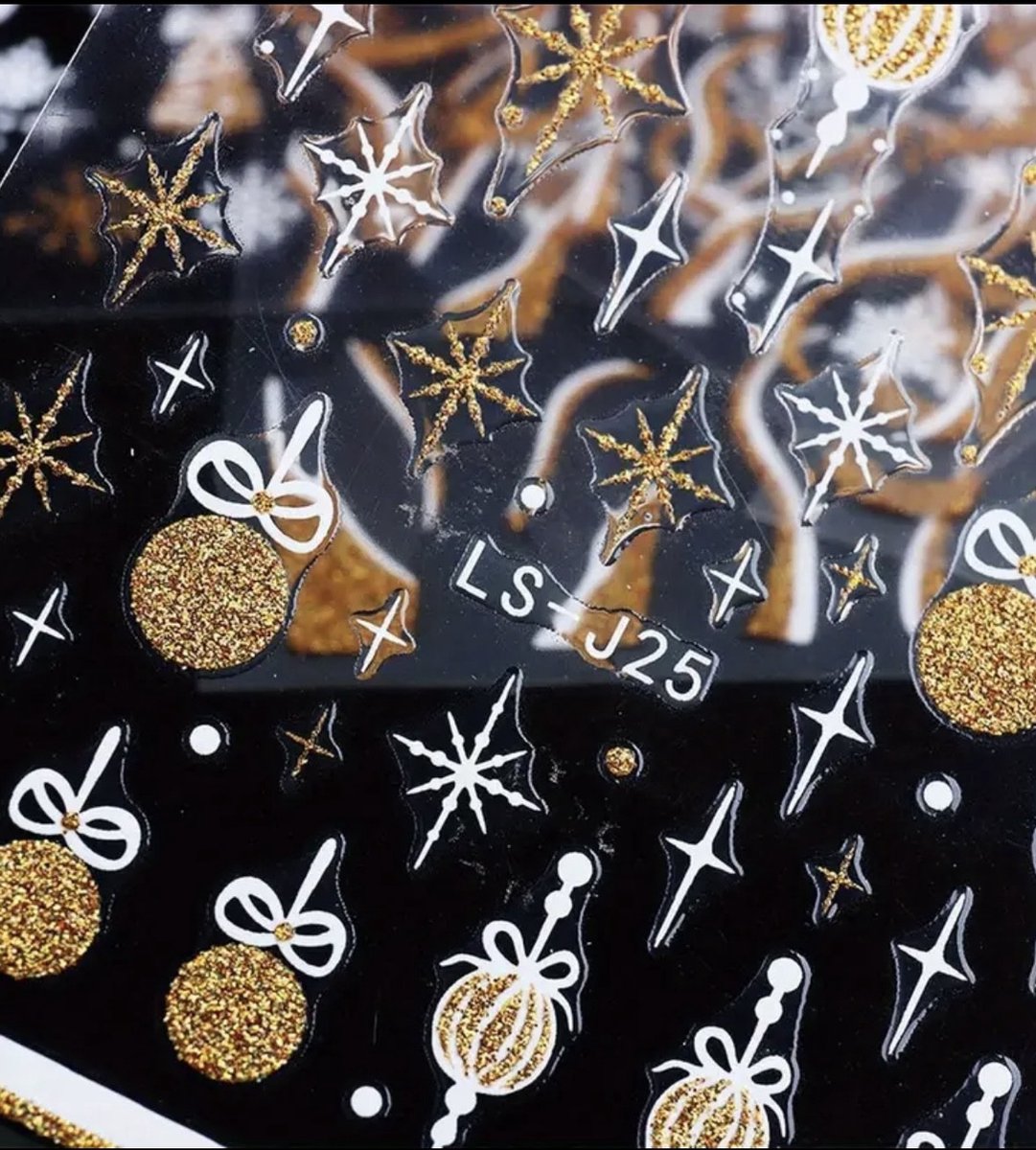 Goedkoopste Nagelstickers Kerst (Christmas Nail Stickers) Goud/Wit (4 Stickervelletjes