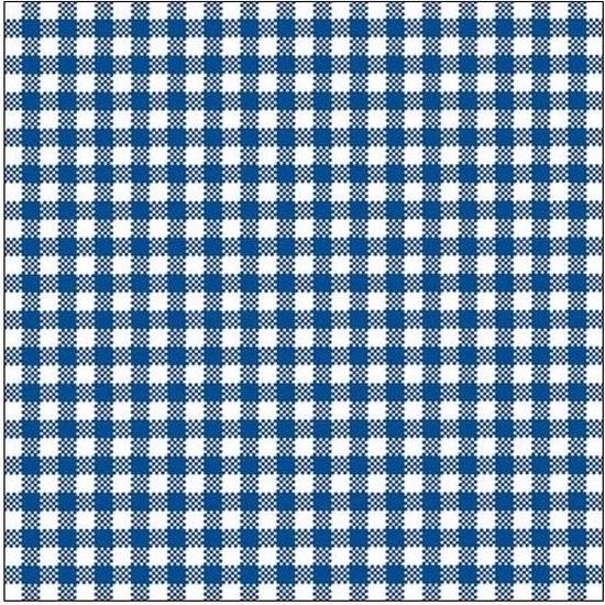 Ambiente Servetten - geruit/ruitjes - blauw/wit - 60x stuks - 3-laags - feestartikelen party bbq servetten
