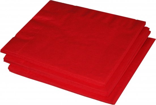 Uni kleur tafel servetten - rood - 40x stuks - 33 x 33 cm - Papier - diner tafel versiering/decoratie