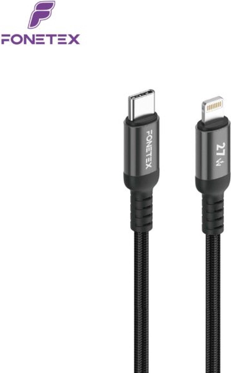 FoneTex 27W Oplader kabel geschikt voor iPhone - Kabel geschikt voor lightning - USB C kabel - Lader kabel