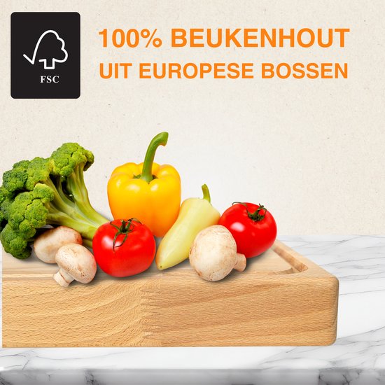 Pazzo Goods® Planche à découper en bois avec canal à sève – 100 % bois de hêtre – Bloc à découper – Planche à boissons – Cadeau de pendaison de crémaillère – 40x30x4 cm