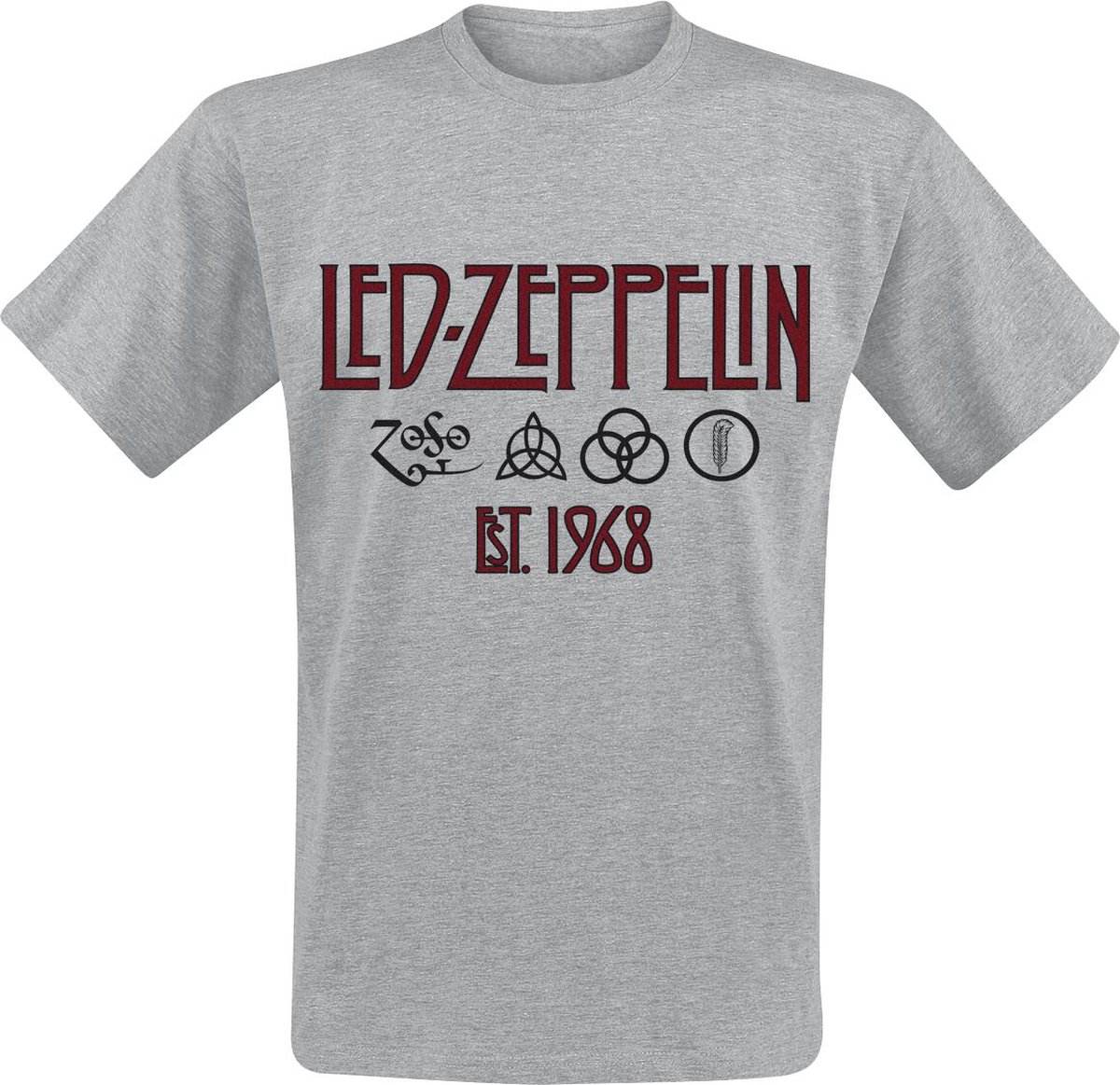 Led Zeppelin Symbols Est. 1968 Heren T-shirt - gemêleerd grijs - XL