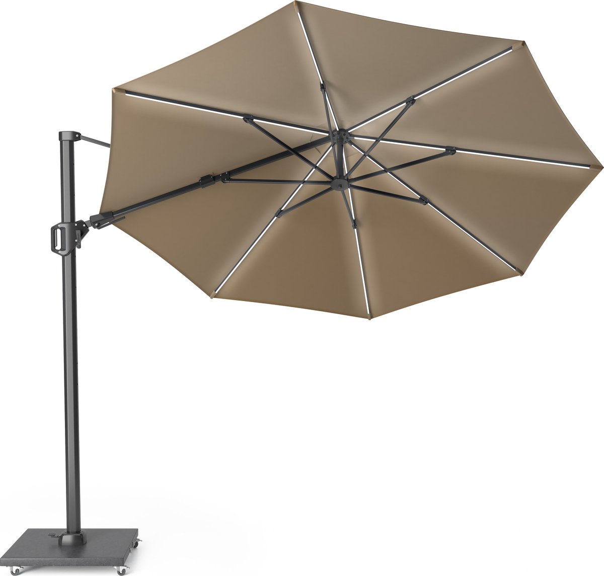 Platinum | Zweefparasol Challenger T² Glow ~350 cm | Taupe