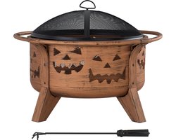 Vuurkorf Halloween stijl Ø76cm met afneembaar rooster en vuurhaak
