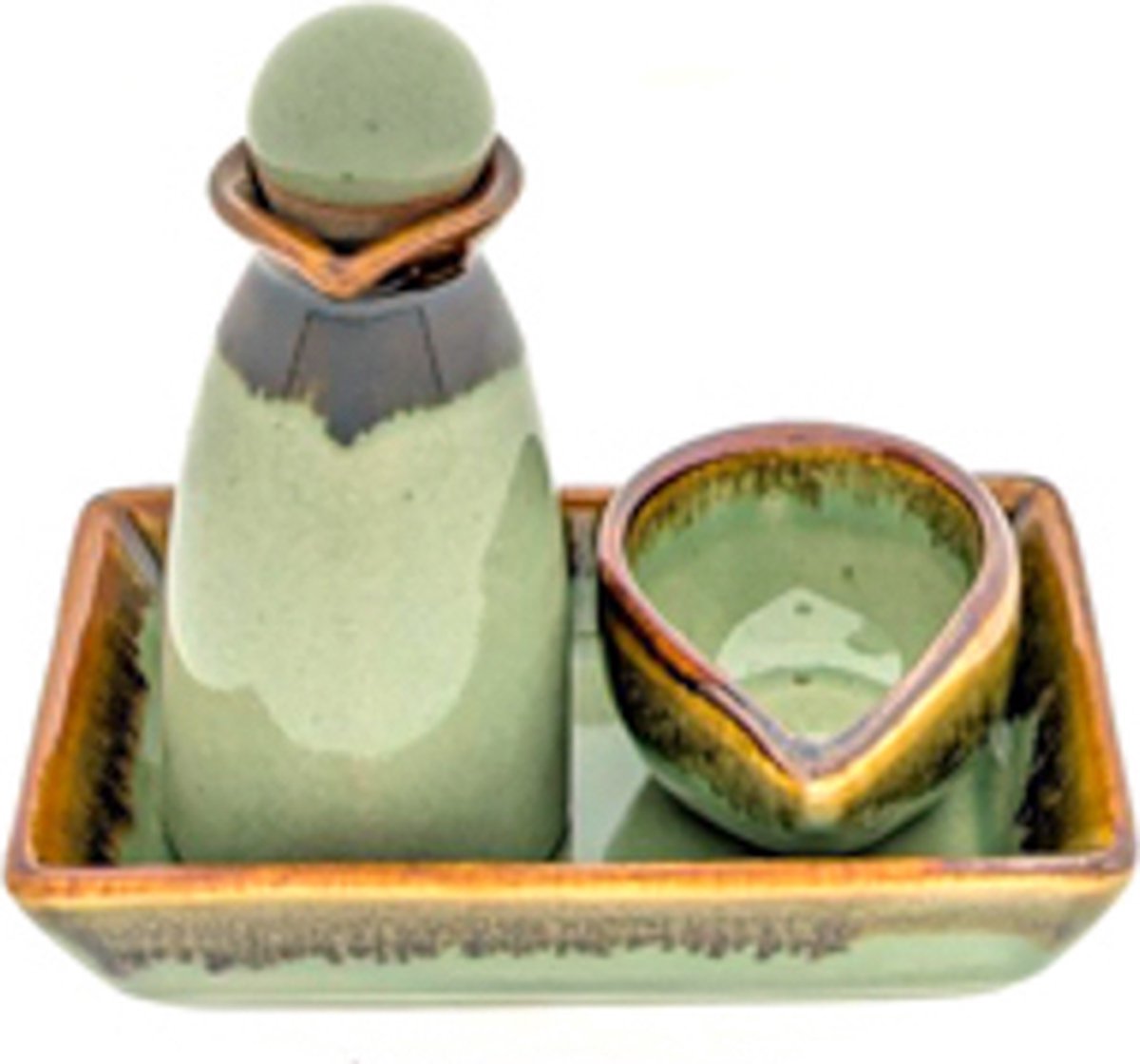 Goedkoopste Scrubsetje - Massageolie setje - Oliesetje -Scrubset Keramiek -Massage-olie karaf “zen groen”
