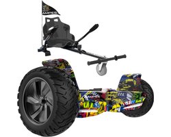Ampes Hoverboard - Off Road Hoverboard - Bluetooth Speaker - 36V 4.0 Ah Accu - Oxboard - 15 km/h - UL2272 Gecertificeerd - LED Verlichting - Anti lek banden - Belastbaar tot 120KG - 8.5 Inch - Inclusief Draagtas - 800W - Hiphop + Hoverkart Carbon