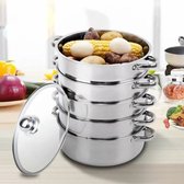 Bol.com Eszenzics™ Professionele Stoompan - 5 lagen - Stoomkoker - Ø30cm - Topkwaliteit - RVS - Glazen deksel - Inductie Gas Ele... aanbieding