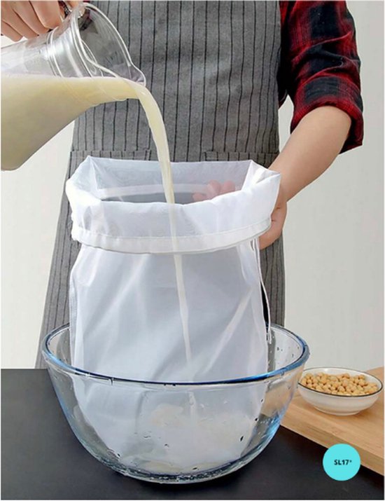 Foto: Sl17 melk filter zak passeerdoek zeefzak geschikt voor sapjes melk en kaas 24 x 36 cm inhoud 1 5 kg 1 stuk
