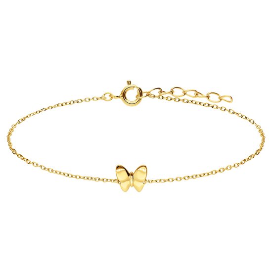 Lucardi Bracelet femme en argent plaqué or papillon - Bracelet - Argent 925 - Doré - 19 cm