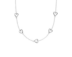 foto van Lucardi Dames Zilveren ketting met hangers hart - Ketting - 925 Zilver - Zilver - 45 cm
