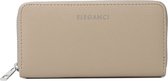 Eleganci® - Dames Portemonnee - Portefeuille - Beurs - Kunstleer - Geschikt voor pasjes - Cadeau - Ritsportemonnee - Kado - Met Ritssluiting - Voor Muntgeld - Voor Briefgeld - Beige