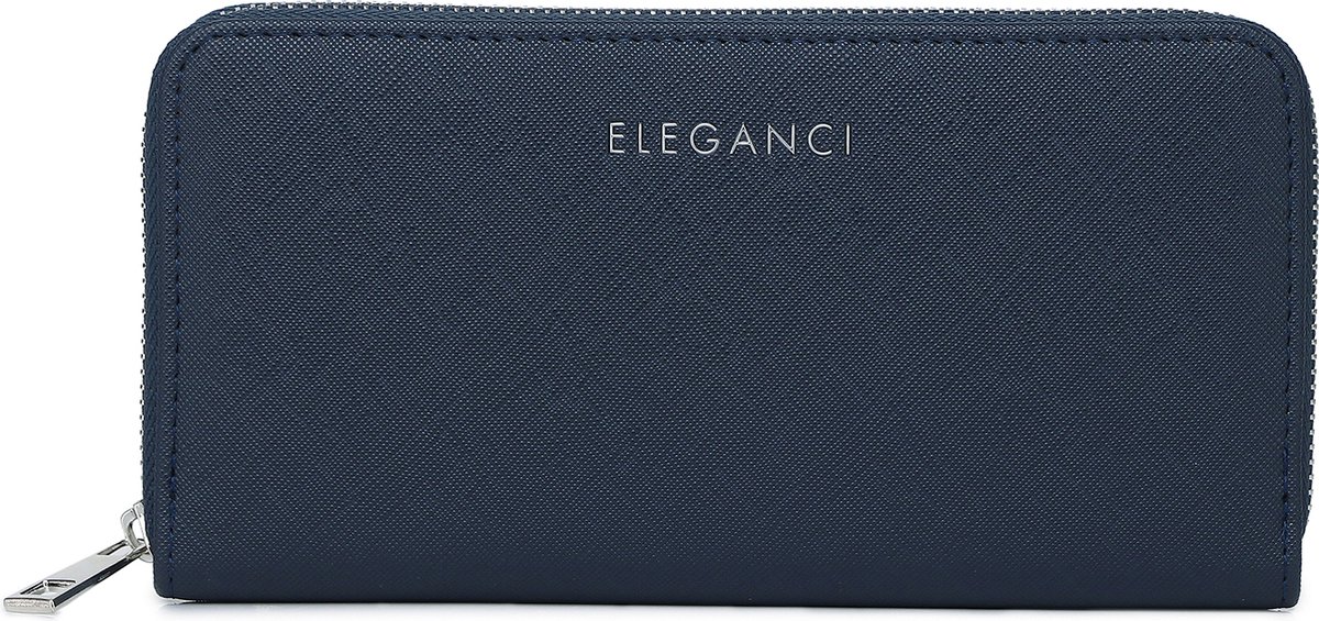 Eleganci® - Dames Portemonnee - Portefeuille - Beurs - Kunstleer - Geschikt voor pasjes - Cadeau - Ritsportemonnee - Kado - Met ritsvak - Voor Muntgeld - Voor Briefgeld - Blauw