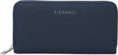 Eleganci® - Dames Portemonnee - Portefeuille - Beurs - Kunstleer - Geschikt voor pasjes - Cadeau - Ritsportemonnee - Kado - Met ritsvak - Voor Muntgeld - Voor Briefgeld - Blauw