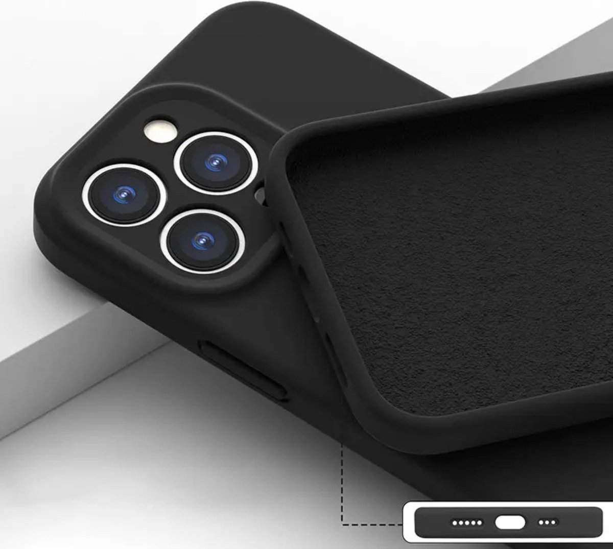 iPhone 15 Pro - Shockproof Case - Zwart Hoesje - Camera bescherming - Soft-feel - Shockproof Hoesje