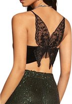 Top sexy BUTTERFLY Noir - Modèle court - Col V- Mouwloos - Femme - Pour elle - Bonne qualité