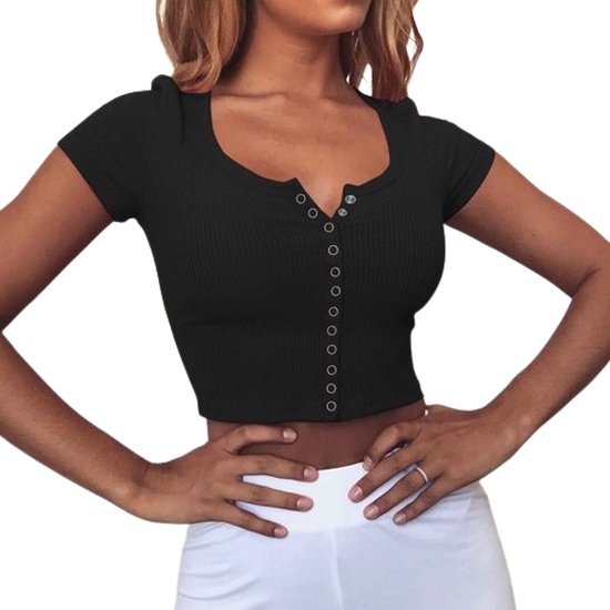Sexy crop-top met verstelbare knopen - Erotisch shirt vrouwen - Decolleté - Casual - Goede kwaliteit - Sexy topje