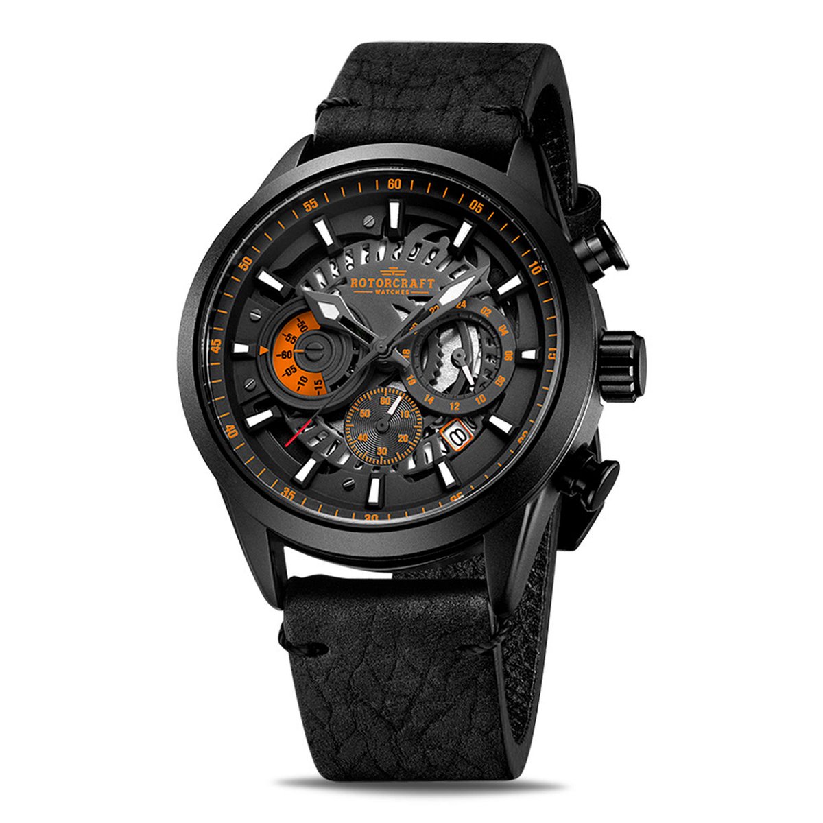 Rotorcraft Watches - Cockpit - RC2206 - herenhorloge chronograaf - zwart en oranje - 44 mm