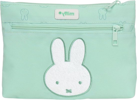 Foto: Groot pennenetui met dubbele ritssluiting voor school comfortabel en veelzijdig mintgroen 23 x 3 x 16 cm