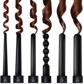 Bol.com Krultang - 6 in 1 - Keramiek - Haarkrultang - Krullen - Zwart aanbieding