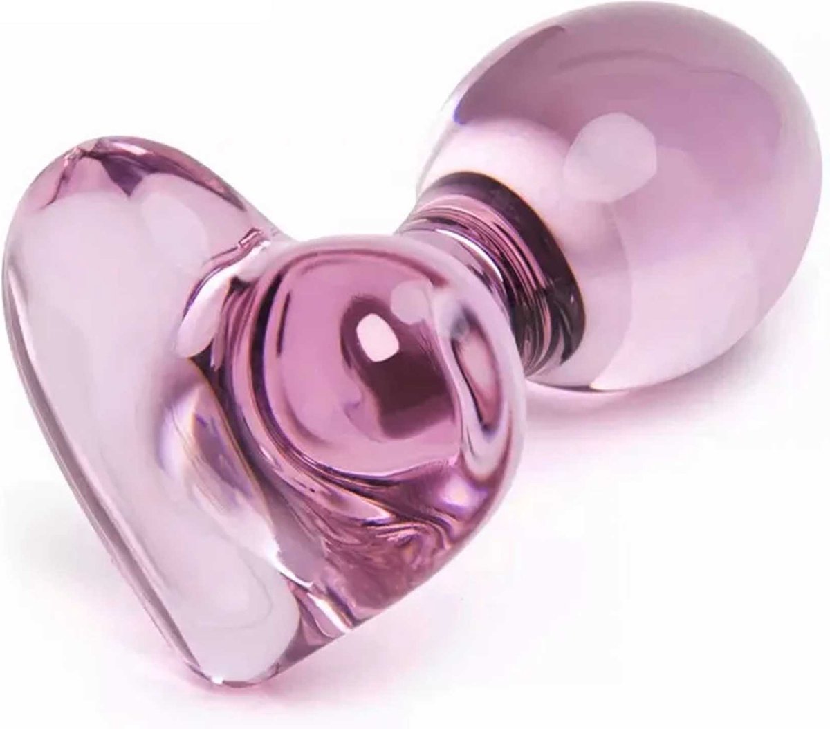 Goedkoopste Glazen Roze Hartjes Buttplug - 8.5 CM - Glas - Anaal - Plug - Anus