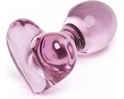 Glazen Roze Hartjes Buttplug - 8.5 CM - Glas - Anaal - Plug - Anus