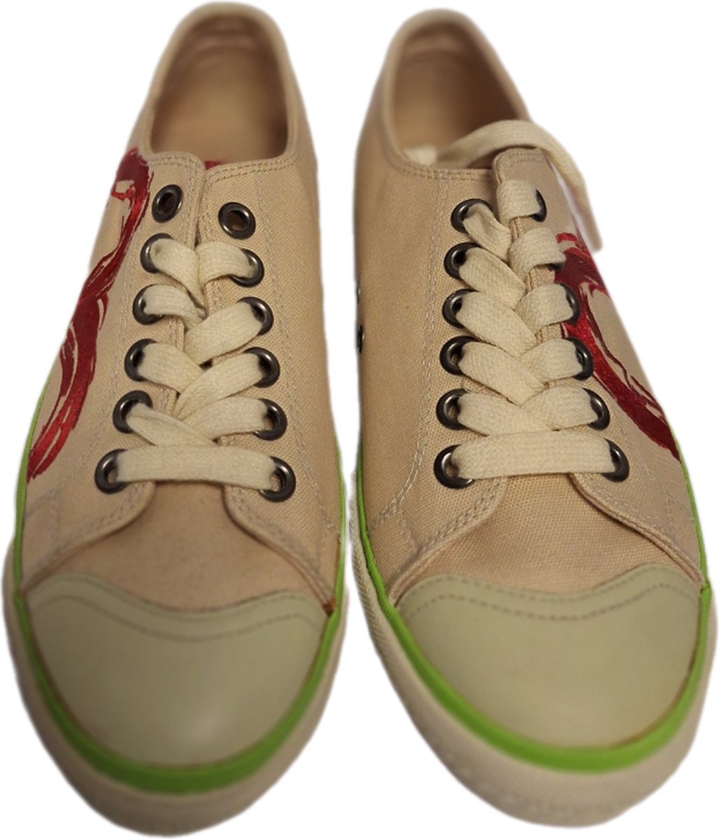 EVISU-SNEAKER-NATSOI-CREAM/RED-CANVAS-SIZE 41