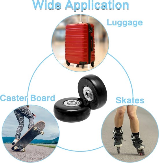 2 Pack Bagage Koffer Vervangende Wielen Rubber Draaibaar Zwenkwiel Wielen Lagers Reparatiesets Fiis Beste Cadeau