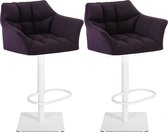 Clp Damaso Lot de 2 tabourets de bar - Tissu - Lilas - Blanc
