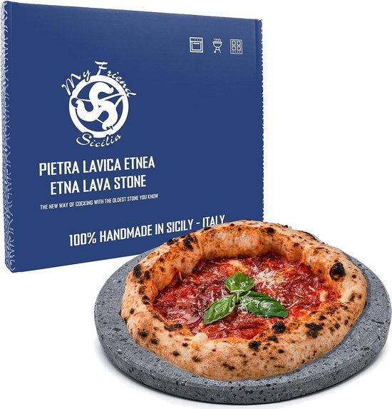 Etnea-lavasteen, vuurvaste plaat, rond, voor pizza, diameter 31,5 cm Etnea-lavasteen, vuurvaste plaat, rond, voor pizza, diameter 31,5 cm