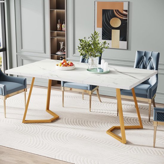 Eettafel in industriële stijl, rechthoekige eettafel, salontafel, moderne