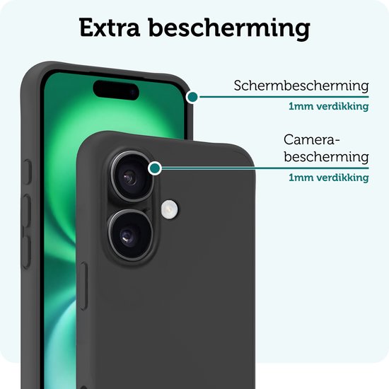 Coque adaptée pour iPhone 16 Plus Coque en Siliconen – Coque adaptée pour iPhone 16 Plus Coque arrière – Zwart