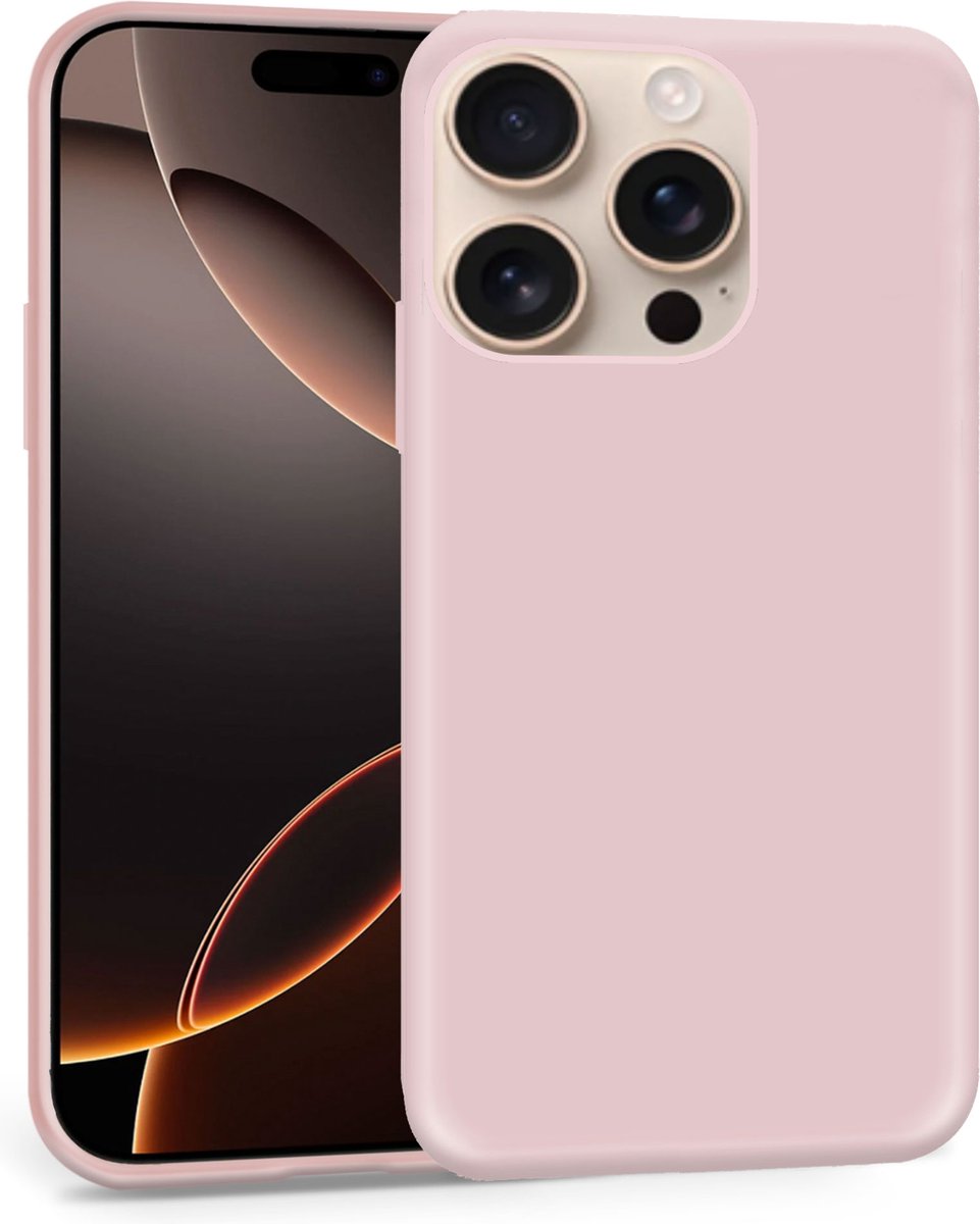 Geschikt voor Apple iPhone 16 Pro Max - Hoesje- Suède Back Cover Case Rose