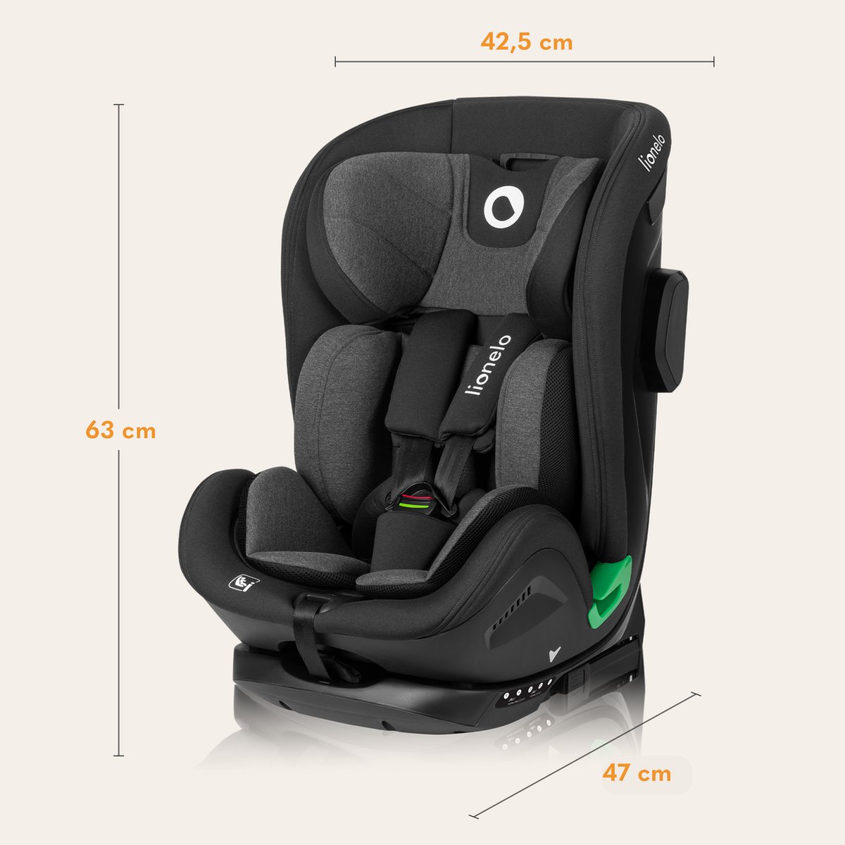 Lionelo Harper i-Size - Autostoel - 9 tot 36 kg (1,5-12 jaar / Groep 1 2 3 / 76-150 cm) - met ISOFIX - Krachtige Zijbescherming – Interne Gordels tot 125 cm (ca. 6 jaar) – Geventileerde Stoelschaal Autostoeltje - Universele Pasvorm voor elke Auto thumbnail 6