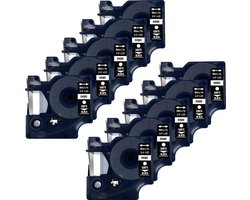 DULA Dymo D1 45811 - S0720910 - Compatible label tape - 10 lettertapes - Wit op zwart - 19mm x 7m