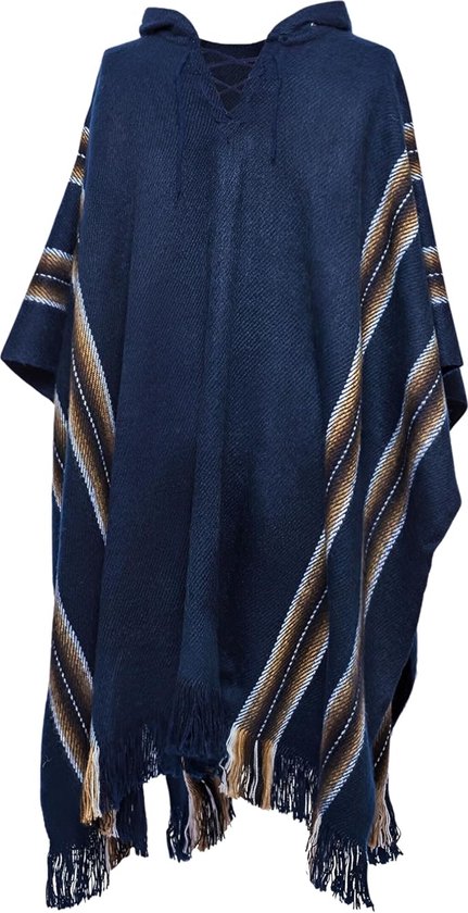 Poncho péruvien en alpaga chaud et doux pour homme, motif géométrique,  taille bol