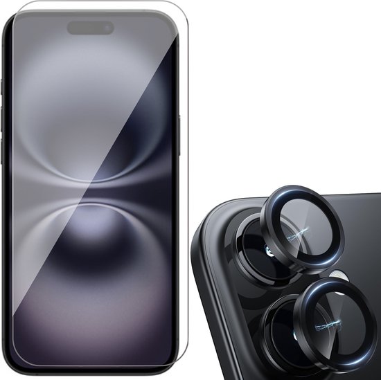 Screenprotector & Camera geschikt voor iPhone 16 - Volledig Dekkend Gehard Glazen Tempered Glass Krasbestendig
