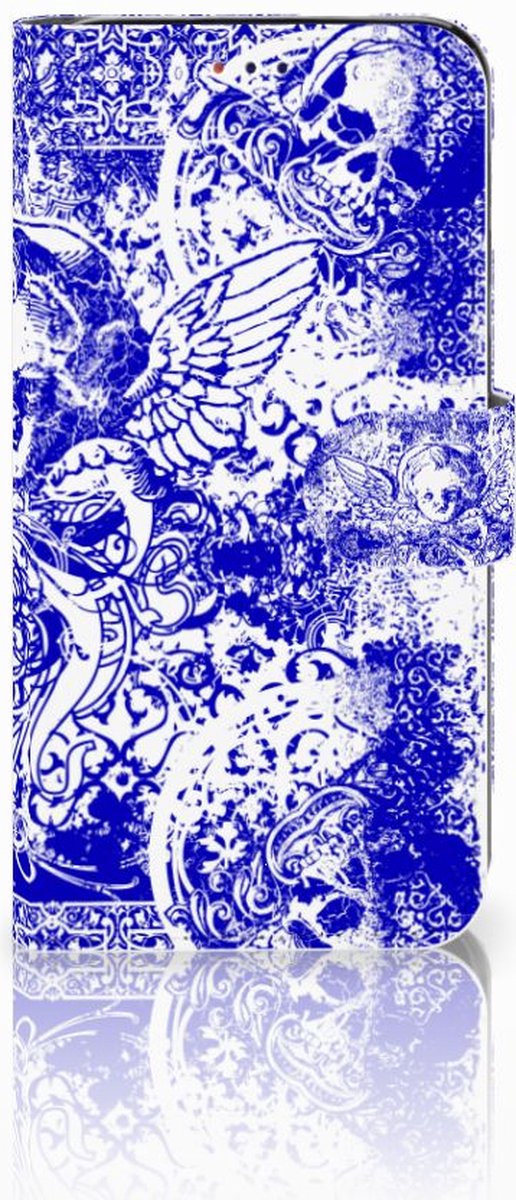 Telefoonhoesje met Naam Samsung Galaxy A10 Angel Skull Blauw