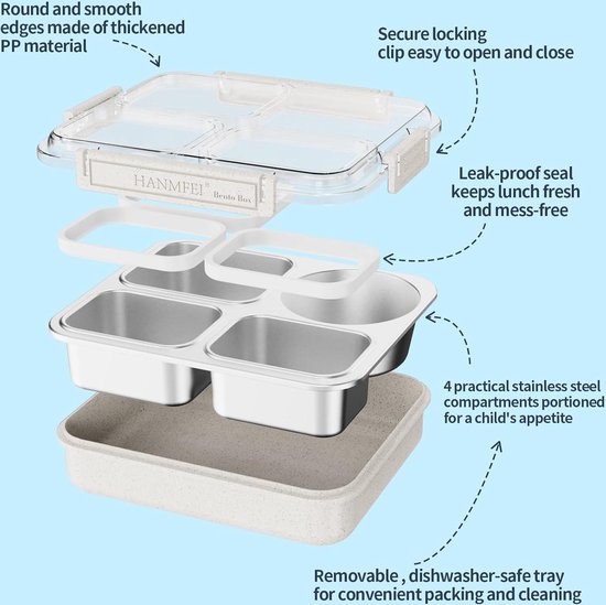 DEWIN Thermische Lunchbox Container,Draagbare Roestvrij Staal DEWIN Thermische Lunchbox Container,Draagbare Roestvrij Staal