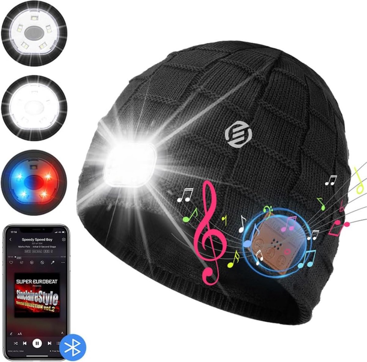 Equivera Bluetooth Muts - Muts met Bluetooth - Muziek Muts - Oplaadbaar - Meerdere Standen - Voor Muziek en Bellen