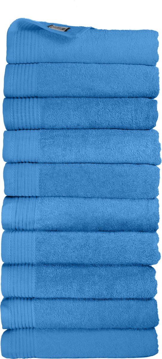The One Towelling Classic Handdoeken - 70 x 140 cm - 10 Stuks - Voordeelverpakking - Hotelkwaliteit - 100% Gekamd katoen - Aqua Azure