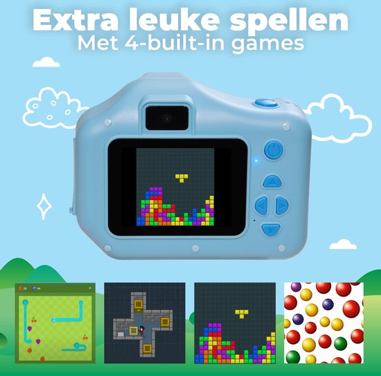 Denver Kindercamera Full HD met Printer - Selfie Camera - 48MP - Digitale Camera Kinderen - Foto en Video - Spelletjes - KPC1370 - Blauw
