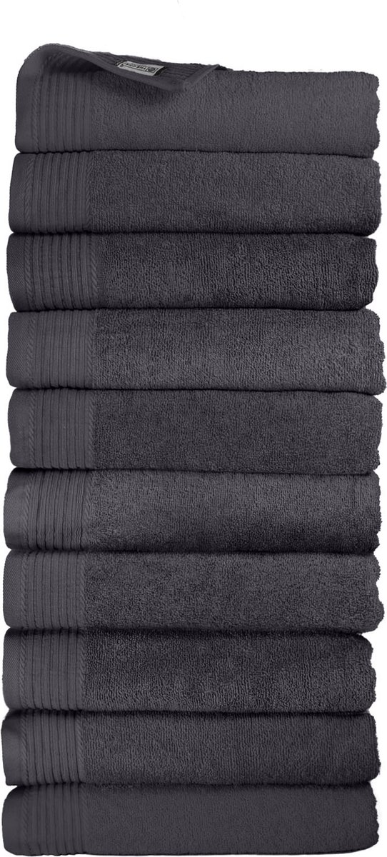 The One Towelling Handdoeken Set - 50 x 100 cm - 10 Stuks - Hotelkwaliteit - Hoge vochtopname - 100% Gekamd katoen - Sneldrogend - Handdoekenset - Badhanddoek - Antraciet